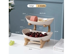 Bandeja de madera para frutas y postres con separadores y base. MDUG (Beige S)