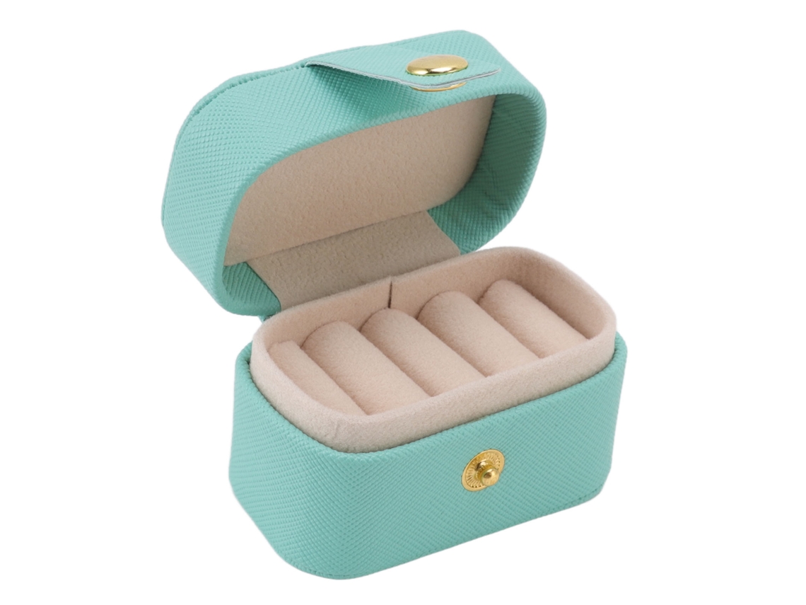 Pequeño Joyero Portátil De Piel Sintética Para Viajes, Organizador De Pendientes, Azul.