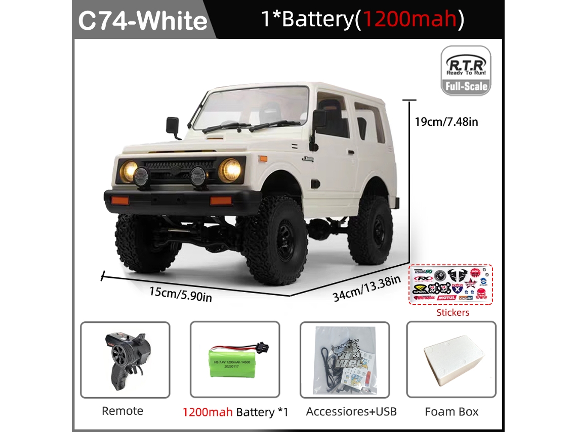 Coche teledirigido Jimny estilo Ja11 a escala 1/10, control de 2,4 G, tracción a las cuatro ruedas, simulación realista, todoterreno para diversión infantil. Aeuzwr