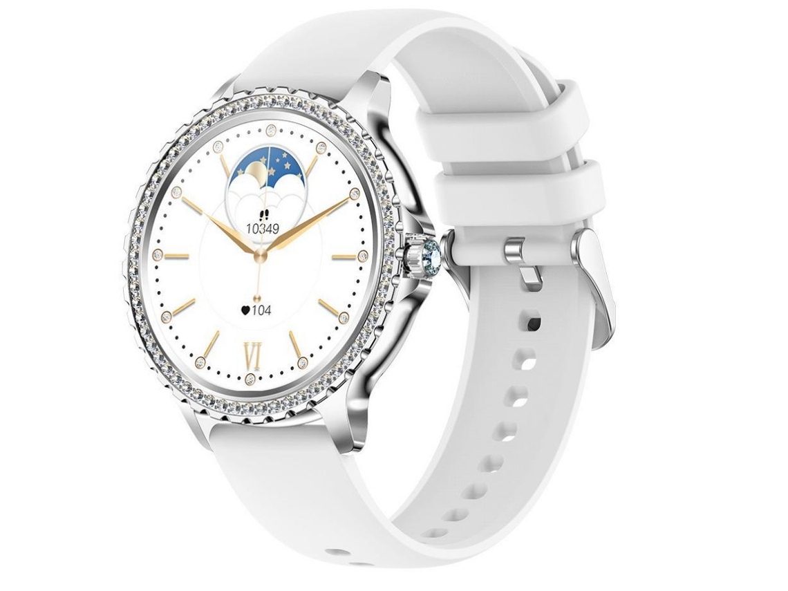 Reloj inteligente Yunzii I58 con llamadas Bluetooth, asistente de voz IA, resistente al agua y acabado gris plateado.