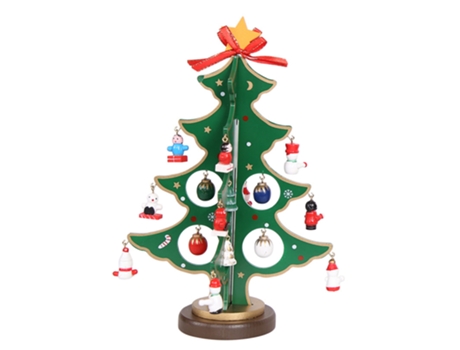 Juego de juguetes de Navidad con decoración de árbol de Navidad de madera de escritorio divertido con mini adornos, estilo 3