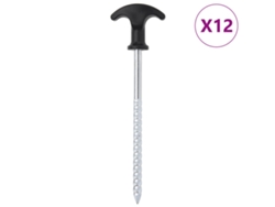 Conjunto 12 Clavijas para tienda VIDAXL acero galvanizado (17 cm Ø7 mm)