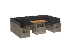 Maison Exclusive - Set De Sofás De Jardín Y Cojines 10 Pzas Ratán Sintético Gris