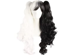Peruca De Personagem De Anime Em Preto E Branco, Cabelo Longo E Ondulado, Ideal Para Festas, Eventos E Sessões De Fotos.