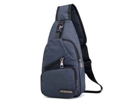 Mochila bandolera bandolera para mujeres y hombres, bolsa de pecho, bolsa de senderismo con puerto de carga USB (azul marino)