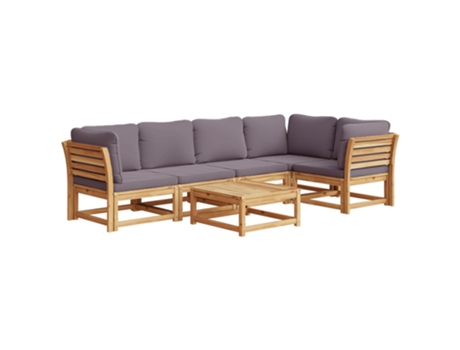 Conjunto 6 de muebles jardín VIDAXL con cojines madera maciza acacia