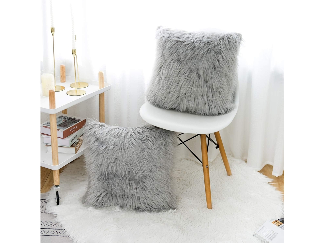 Juego De 2 Fundas De Almohada De Felpa Gris Claro De 30 X 50 Cm