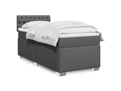 Cama box spring con colchón tela gris oscuro 90x190 cm