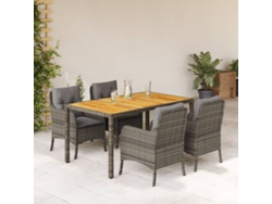 Conjunto de comedor de jardín DKD Home Decor de 5 piezas con cojines, ratán gris
