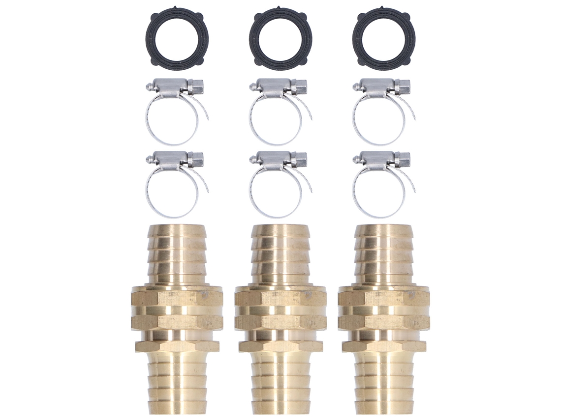 Conector de reparación Primerox para manguera, rosca macho/hembra de 3/4" y 5/8", kit de latón de 3 piezas.