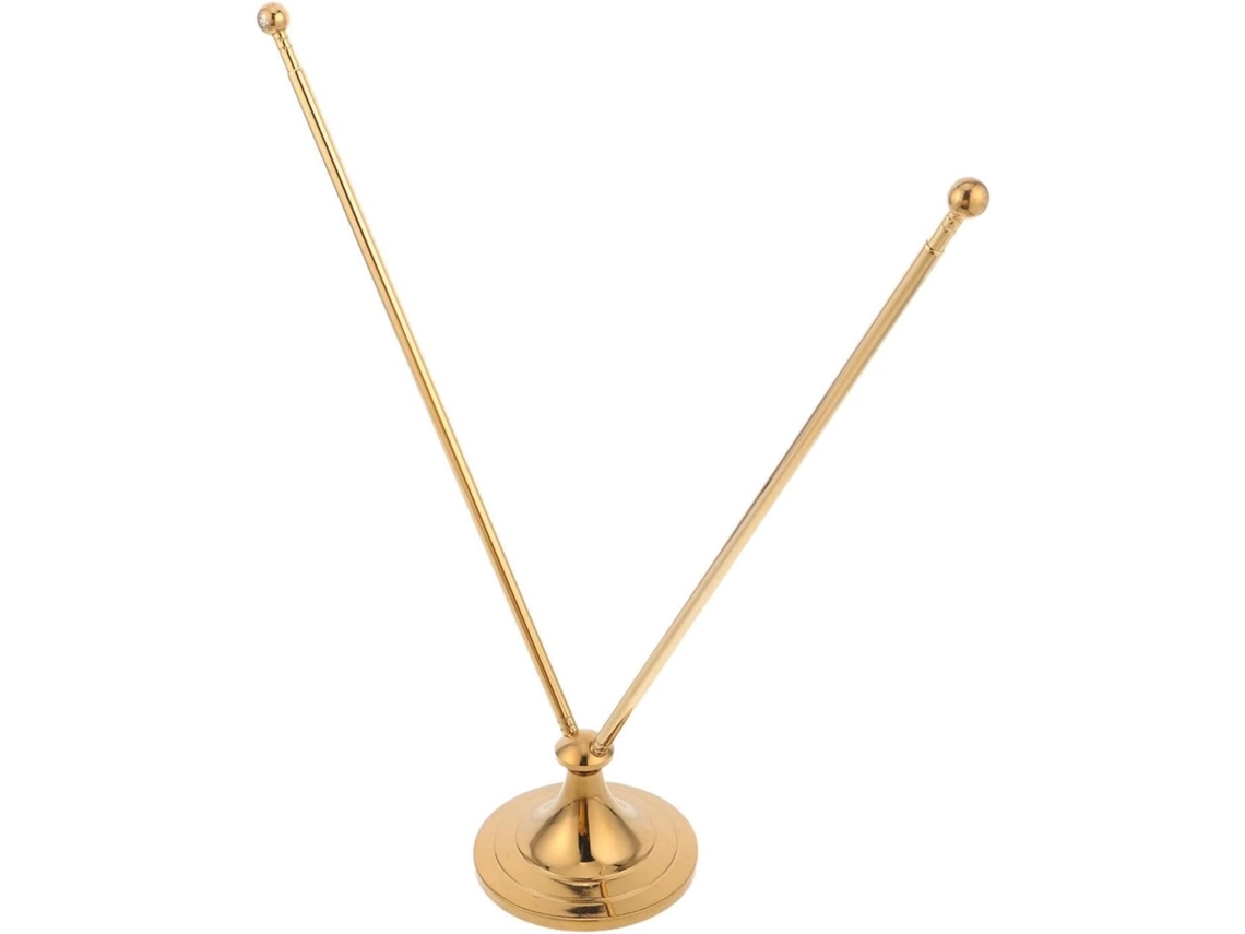 Poste Telescópico De Metal Chapado En Oro De 28 X 8 X 8 Cm Con Base Estable En Forma De V – Soporte De Mesa Para Banderas