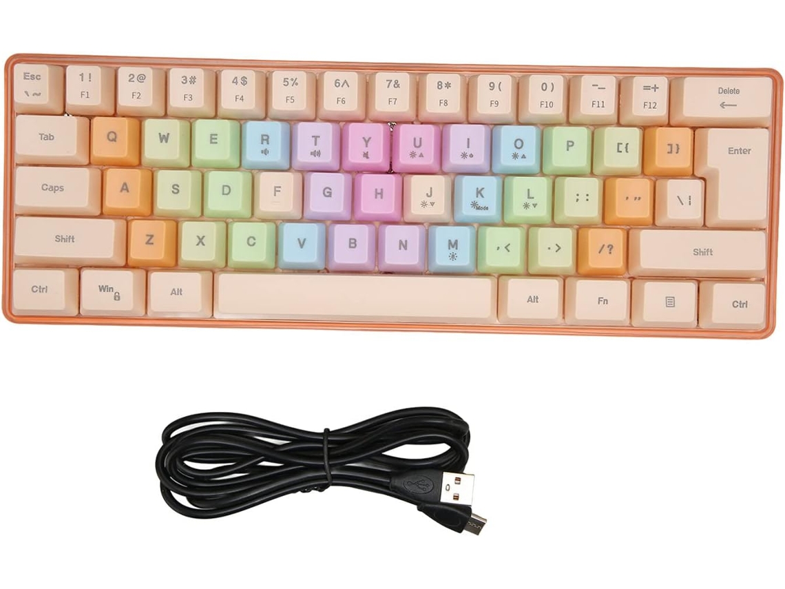 Teclado Mecánico De 61 Teclas Con Retroiluminación Rgb Y Diseño Compacto.