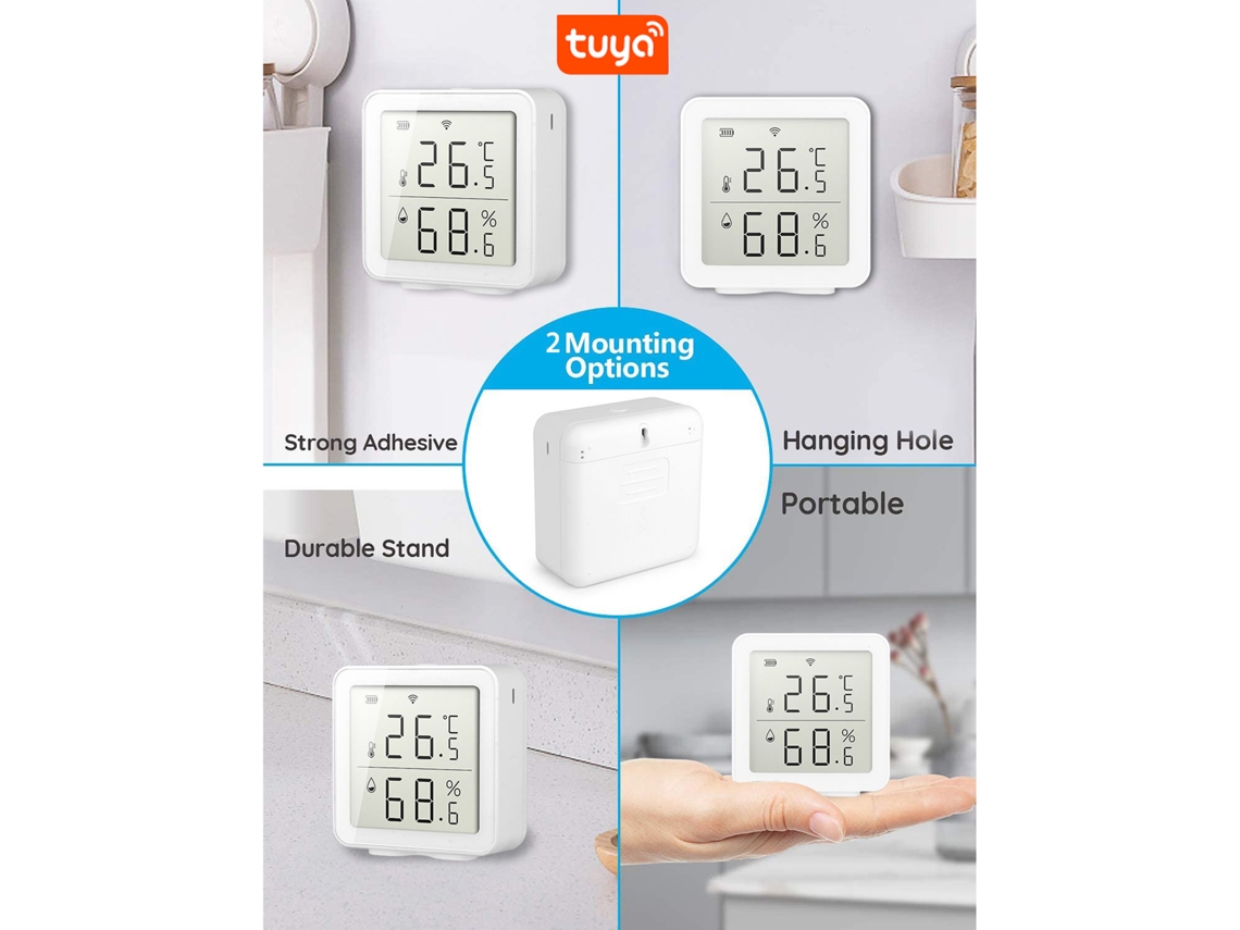 Sensor Inteligente De Temperatura Y Humedad Tuya Wifi Monitor Inalámbrico Con Alerta De App
