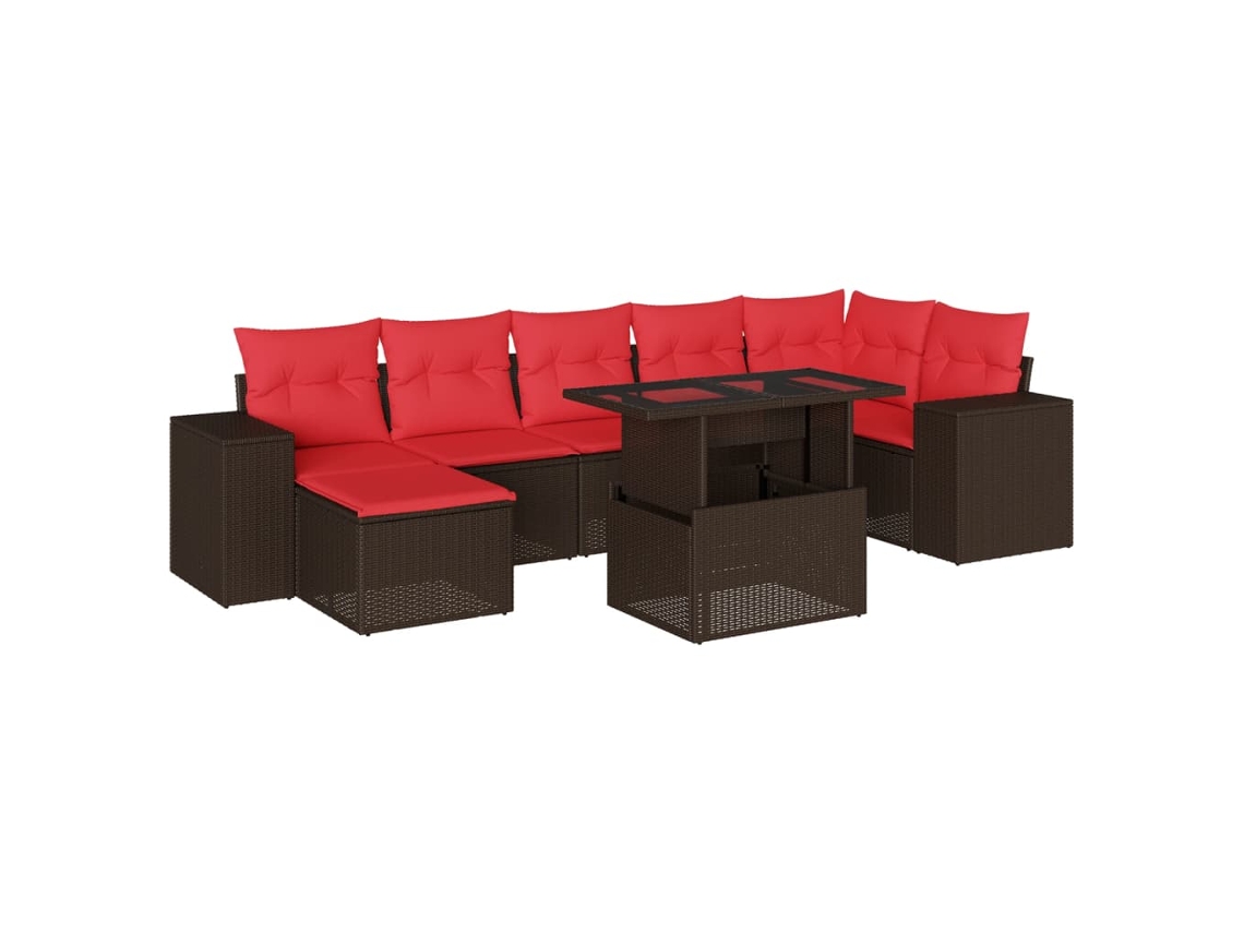 Maison Exclusive - Conjunto De Sofá De Jardín De 8 Piezas Con Cojines, De Poliratán Marrón