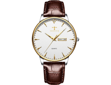 VEANXIN Relojes Semana Reloj Reloj de pulsera impermeable-Marrón