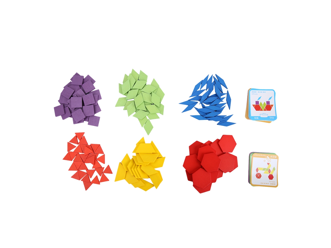 Juguete Educativo De Bloques Geométricos De Madera De 155 Piezas Para Niños: Rompecabezas Tangram De Construcción
