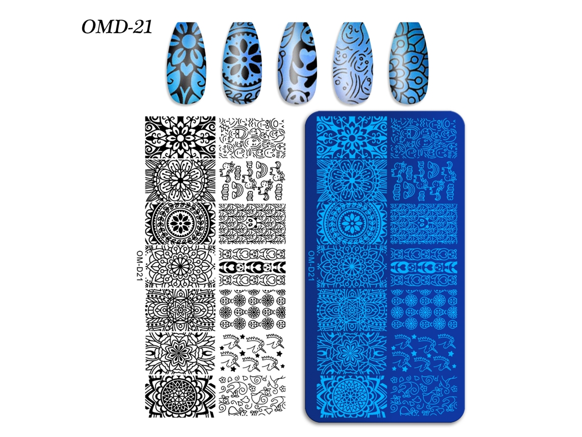 Placas de transferencia de uñas, 3 piezas rectangulares esom-d21