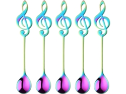 Cucharas Postre Mini Con Símbolo Musical, 15.5cm, Acero Inoxidable 430, Coloridas, Lavavajillas Seguro