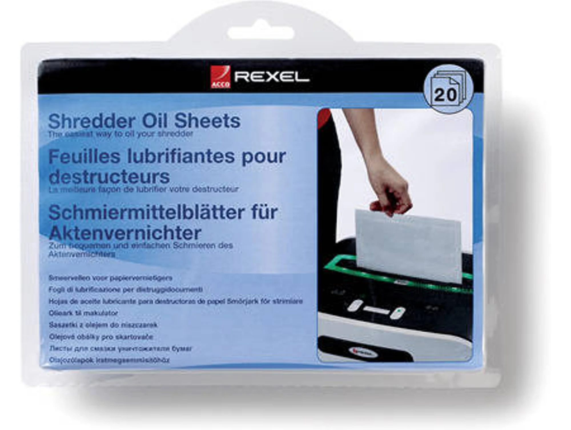 Láminas lubricantes para Destructora REXEL (20 unidades)