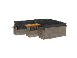 Maison Exclusive - Set De Sofás De Jardín 11 Pzas Y Cojines Ratán Sintético Gris