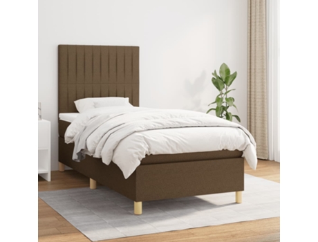 Cama con somier VIDAXL (Marrón - Tela - 203 x 90 x 128 cm)