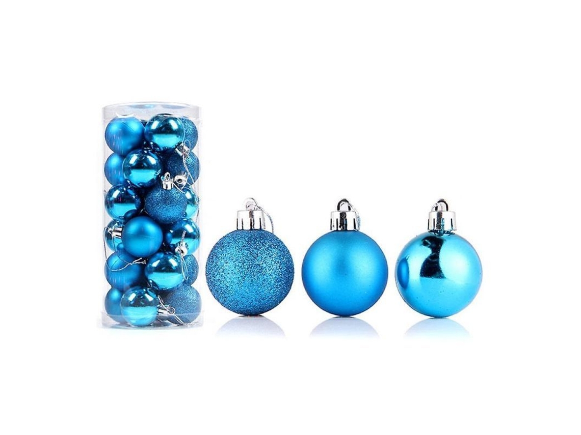 2026-24 Bolas Navideñas Reutilizables De Alto Brillo Decoración De Árbol De Navidad Hogar 4-8cm 8cm Lago Azul