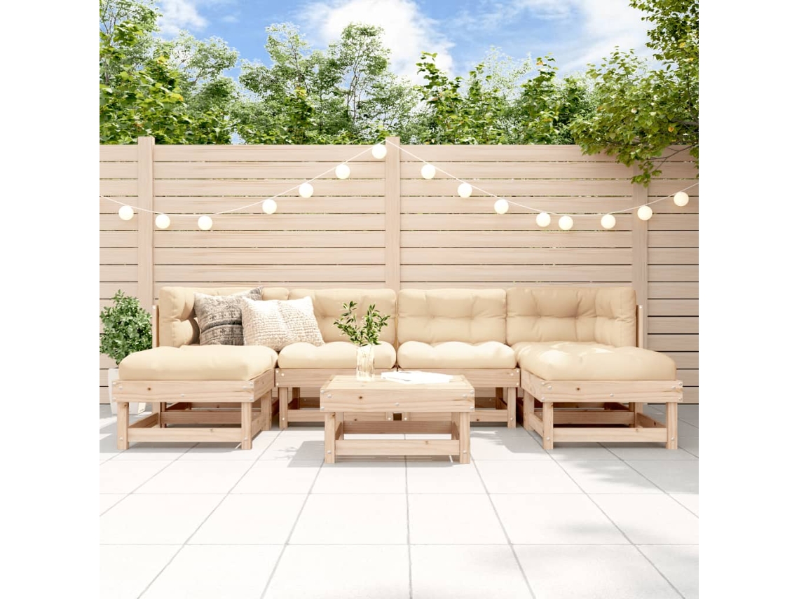 Juego De Muebles De Jardín 7 Udsconjunto De Comedorconjunto De Descanso Madera Maciza De Pino Cfw405614