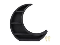 Estantería Decorativa De Madera Con Forma De Luna Y Varios Niveles Para Un Salón Moderno.