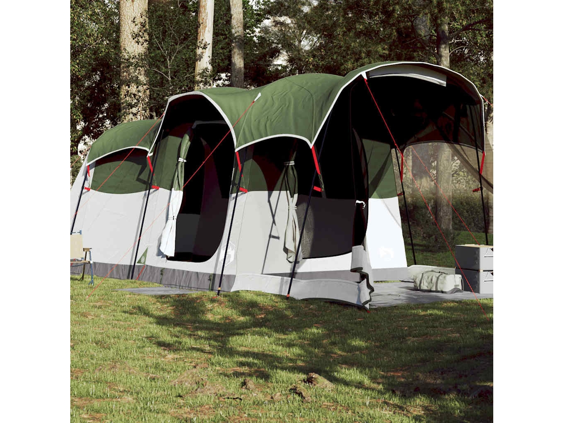 Tienda de campaña tipo túnel familiar para 8 personas, impermeable, verde.