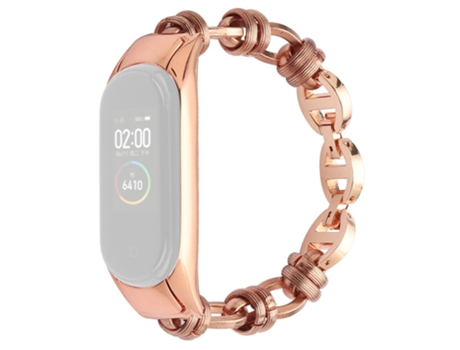 Correa de acero inoxidable punk con diseño de hilo para Xiaomi Mi Band 5/6 - oro rosa