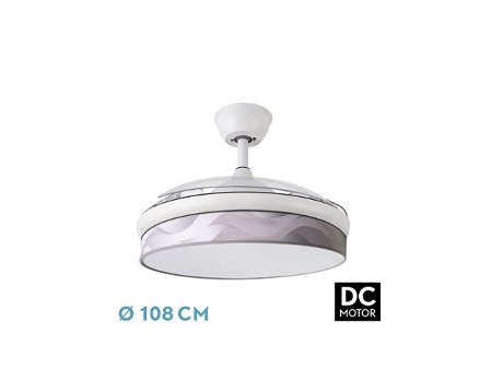 Ventilador DC Moda 72W Blanco/Ola Gris 3 Aspas FABRILAMP