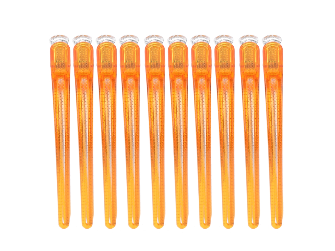 10 Pinzas Para El Cabello Con Forma De Pico De Pato De Color Naranja Para Salones De Belleza. Material De Policarbonato (pc) Ecológico Y Duradero.