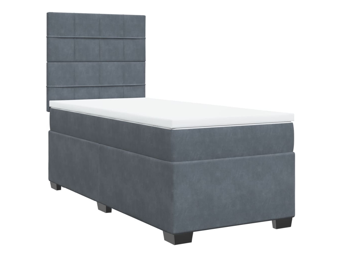 Maison Exclusive - Cama Box Spring Con Colchón Terciopelo Gris Oscuro 100x200 Cm