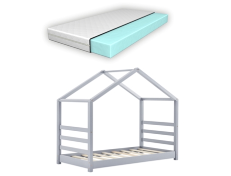 Estructura de Cama Infantil [EN.CASA] (Gris - Madera - 70x140cm)