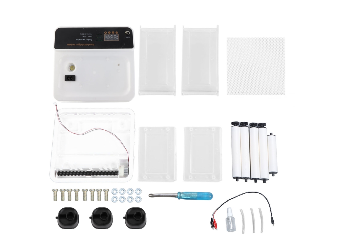 Incubadora Automática De Huevos Ajustable Con Luz Led Y Doble Fuente De Alimentación 220v Ue, Color Blanco, 10 Unidades.