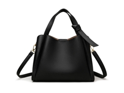 Bolso tipo cubo para mujer, color liso, piel sintética suave con correa ajustable (negro) Eifson