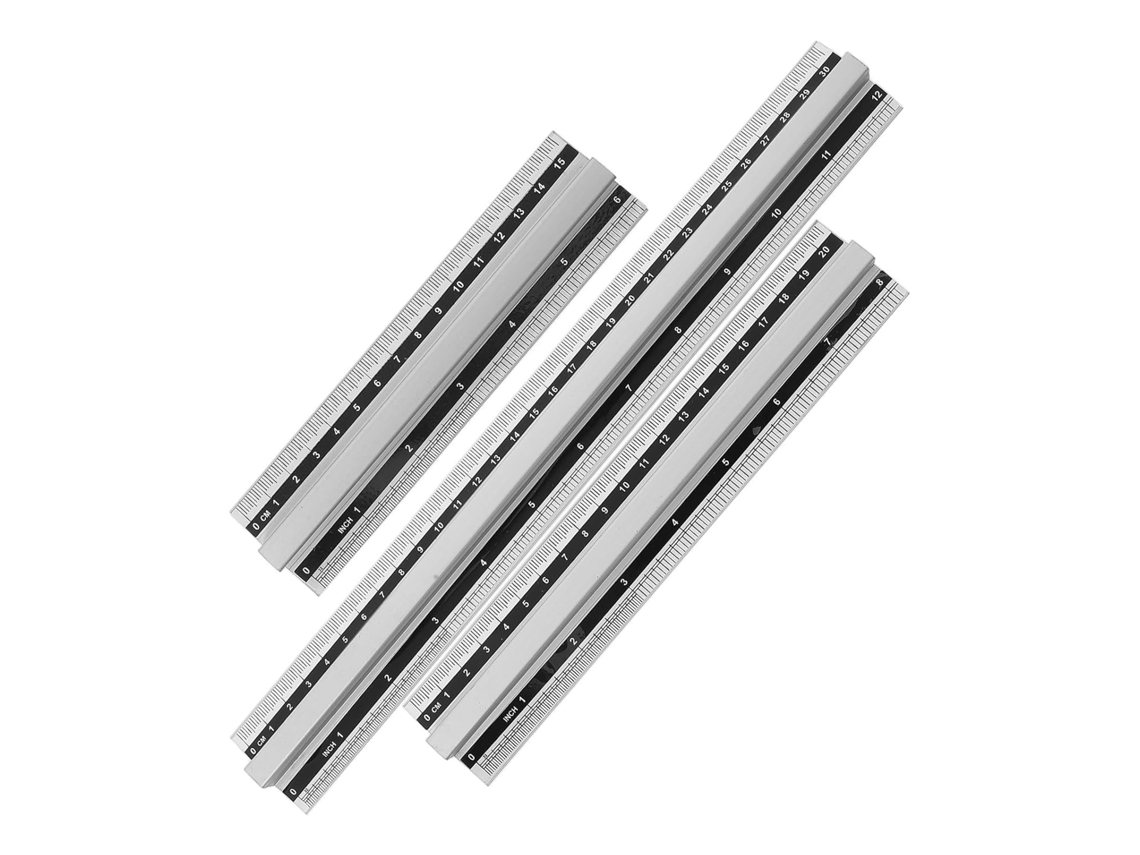 Juego De 3 Reglas De Dibujo De Aluminio Con Mango Elevado Para Un Mejor Agarre.