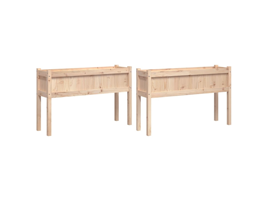 Conjunto 2 Jardineras de exterior con patas VIDAXL madera maciza de pino (110 x 31 x 70 cm)