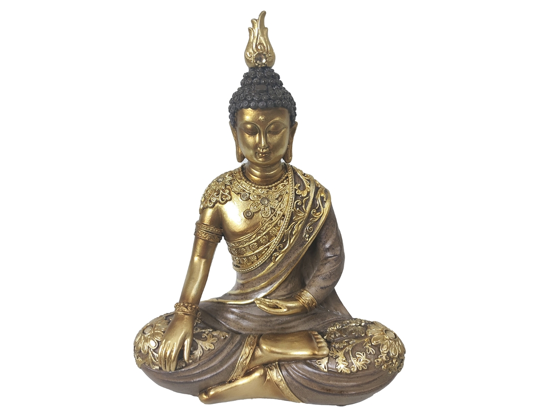 ORIGEN Home Decor Buda Budas Figura de Buda Dorado 22x17x8cm Resina Alta Calidad BY SIGRIS