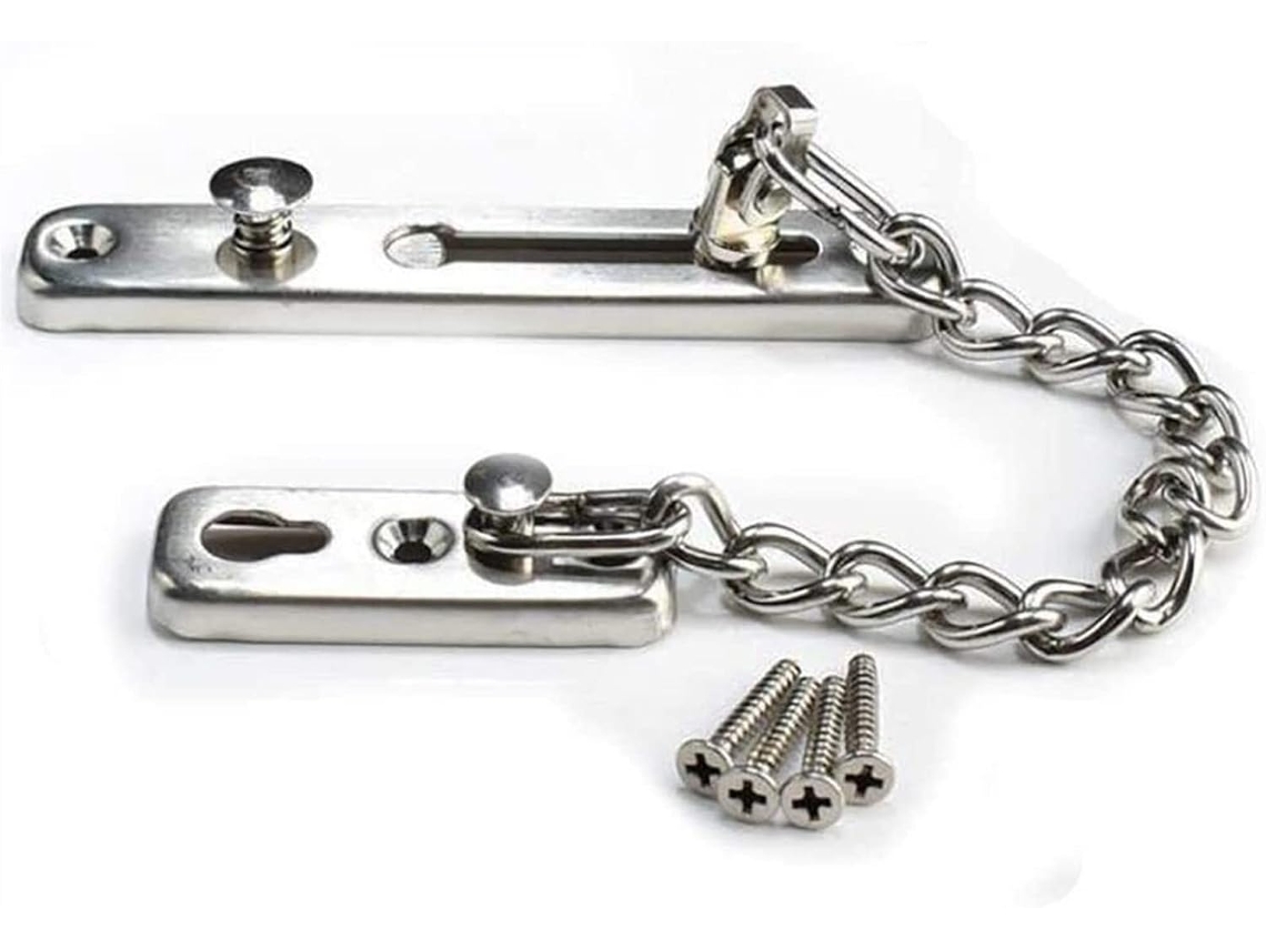 Hebilla Para Puerta De Acero Inoxidable Cadena Antirrobo Pestillo Antibloqueo (2 Unidades) (color: Plata)