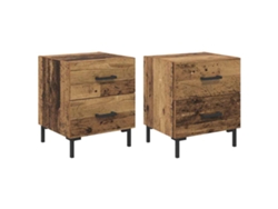 Maison Exclusive - Armario De Noche Con Cajón 2 Pcs Madera Vieja 40 X 35 X 47,5 Cm