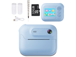 Cámara instantánea para niños Digitallab 1080p con pantalla de 2,4 pulgadas y impresión térmica, tarjeta de 32 g, color azul