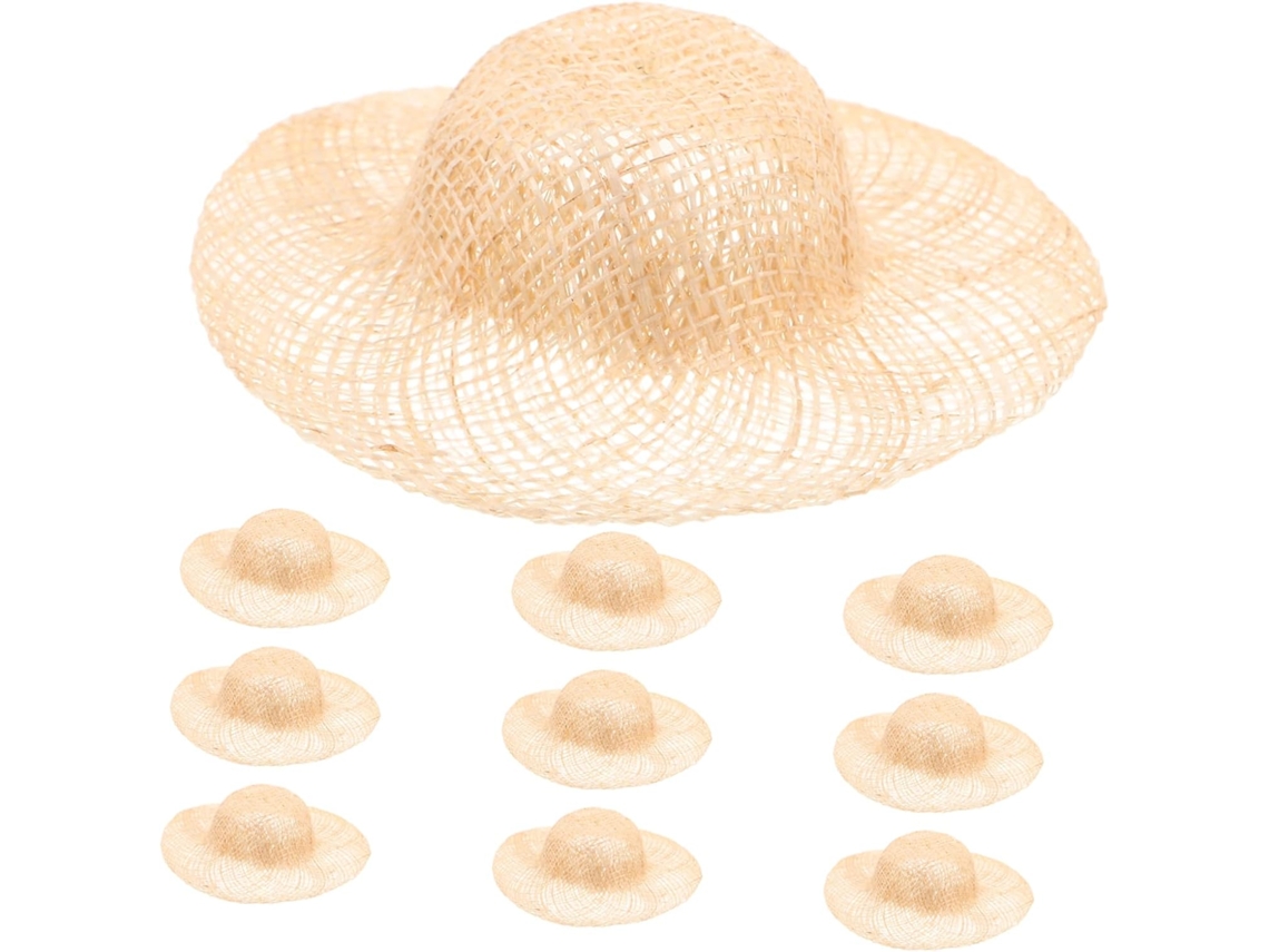 12 Sombreros de paja beige en miniatura estilo vaquero para decorar a tus mascotas SFUSHOS