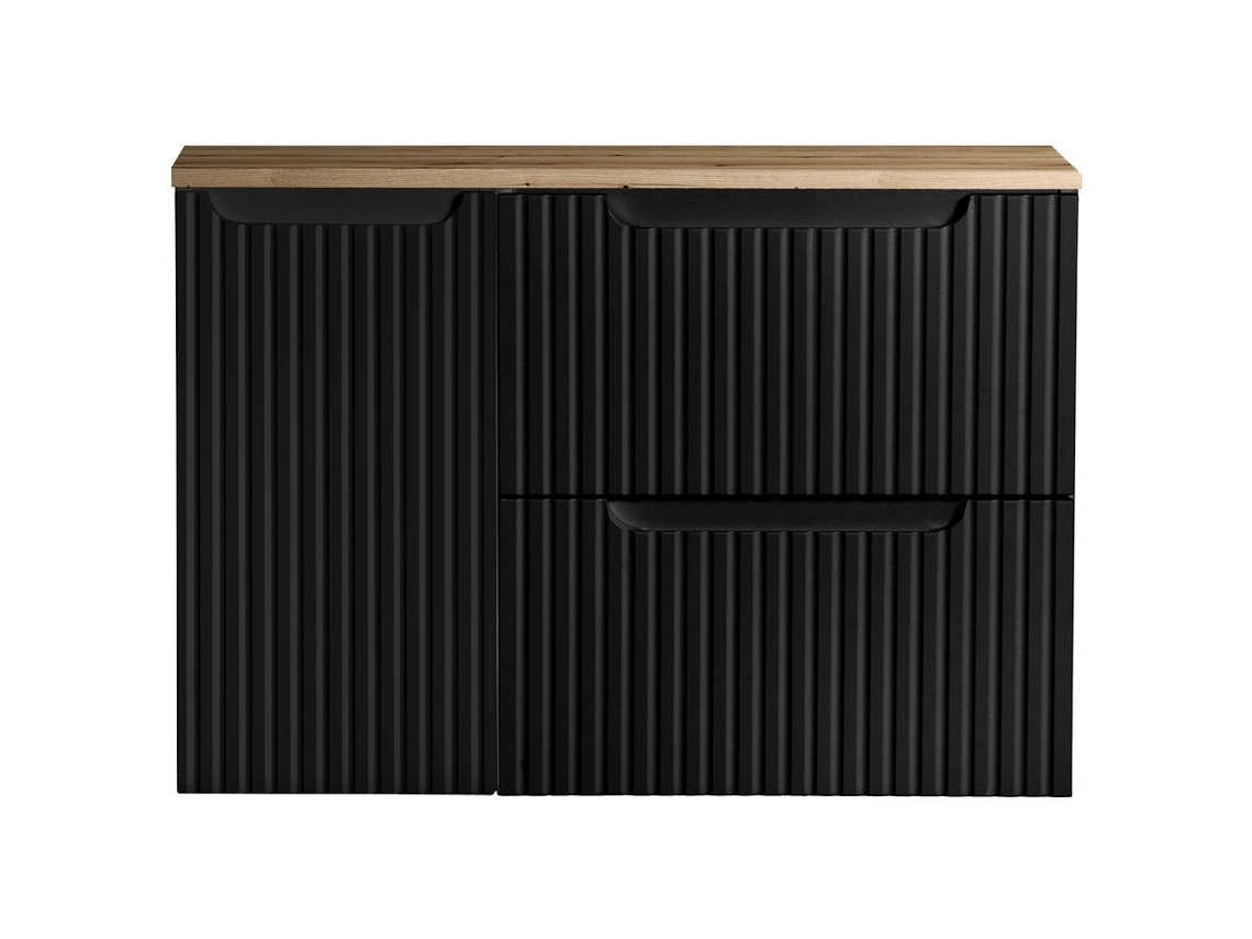 Mueble bajo lavabo Newport mural con 2 cajones MDF 80x60x40 cm - Roble/Negro