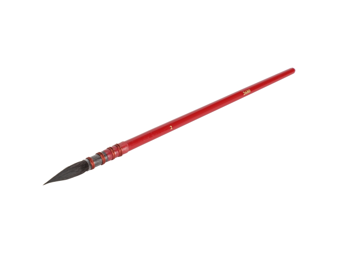 Pincel De Acuarela De Pelo De Ardilla Con Mango Rojo N.° 2 Para Acrílico Y Gouache.