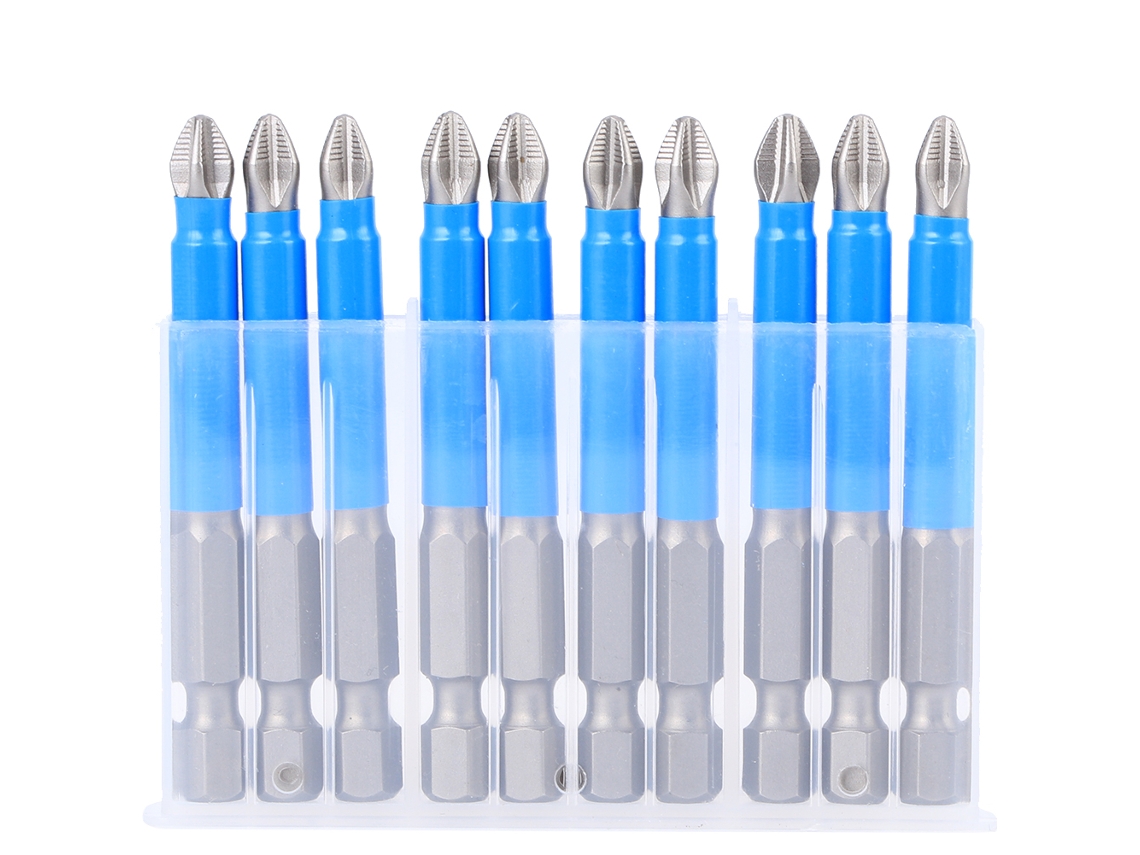 Juego De 10 Puntas Antideslizantes Para Destornillador Eléctrico, Acero S2, Cabeza Magnética En Cruz, Ph2 X 65 Mm