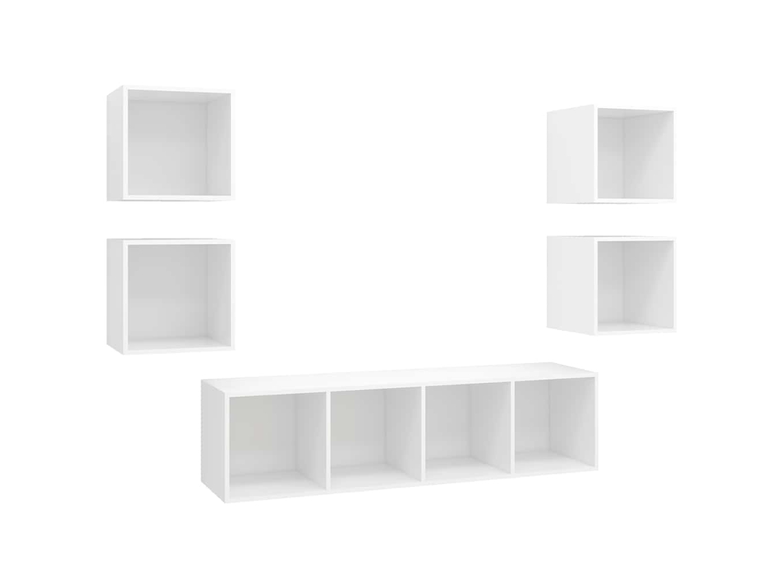 Maison Exclusive - Juego De Muebles De Salón 5 Piezas Madera Ingeniería Blanco