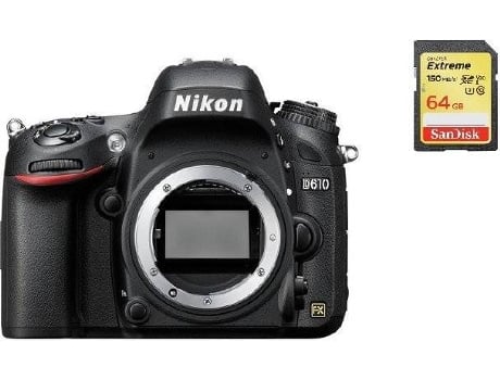 Kit Cámara Réflex NIKON D610 Corpo + Tarjeta SD de 64GB