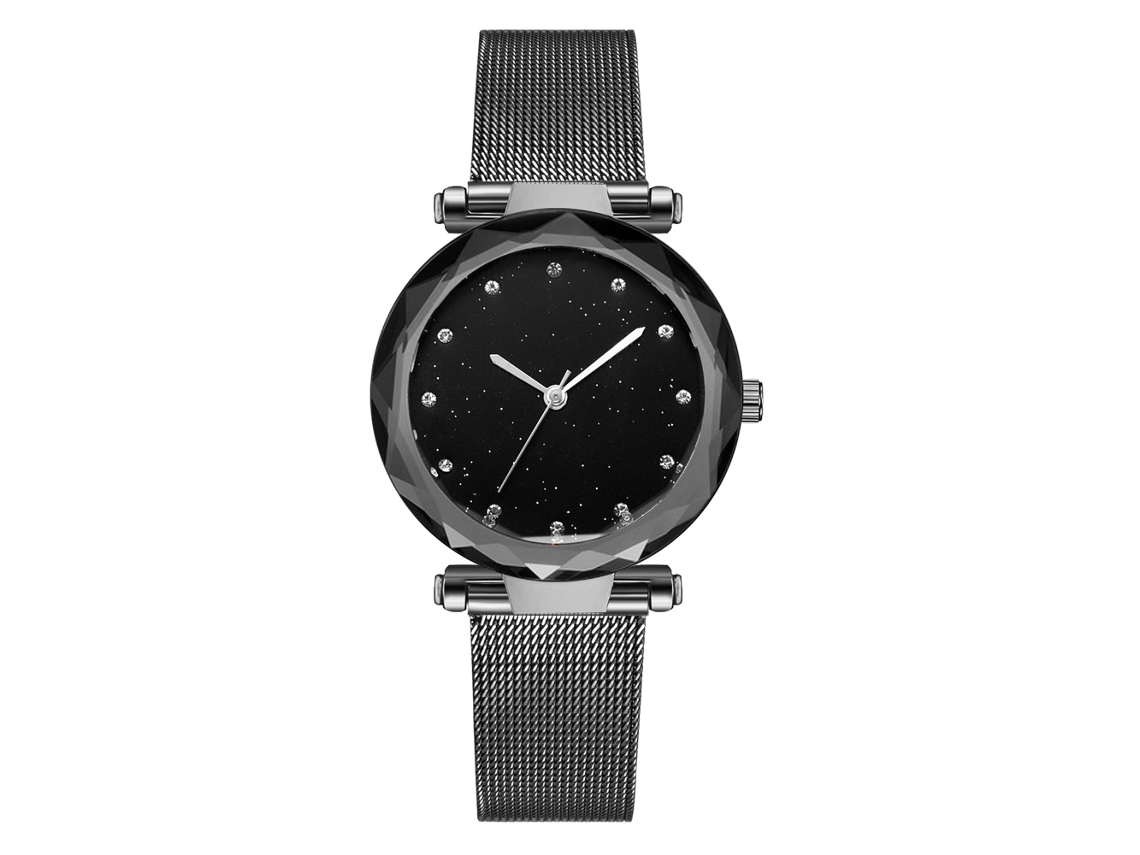 Reloj De Cuarzo Para Mujer Con Correa De Malla, Aleación De Rutenio, Diseño De Cielo Estrellado.