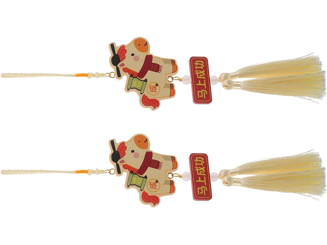 Conjunto De 2 Pingentes De Cavalo Feng Shui Para Espelho Retrovisor De Carro.